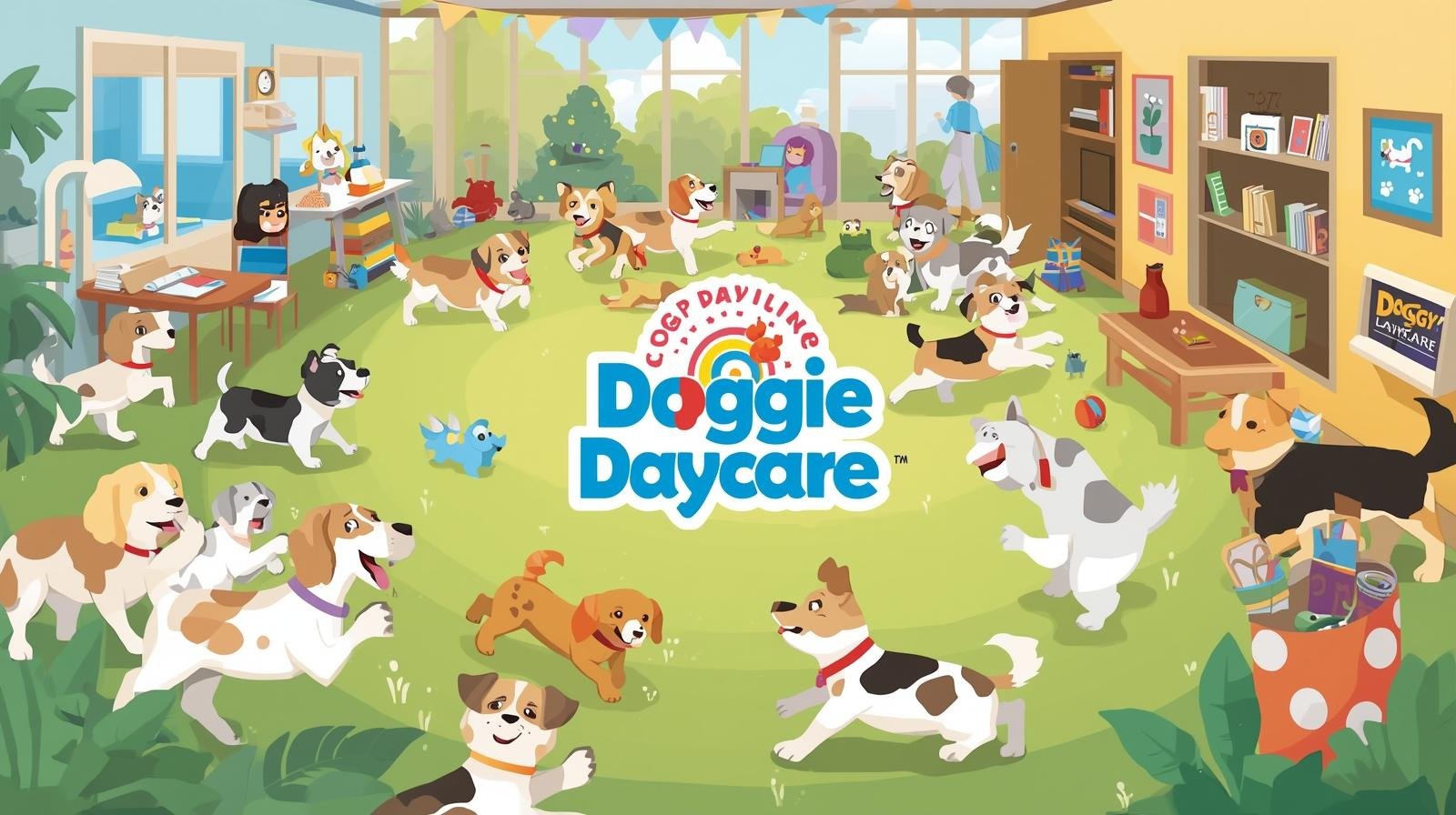 Dogs playing at Pawzville daycare