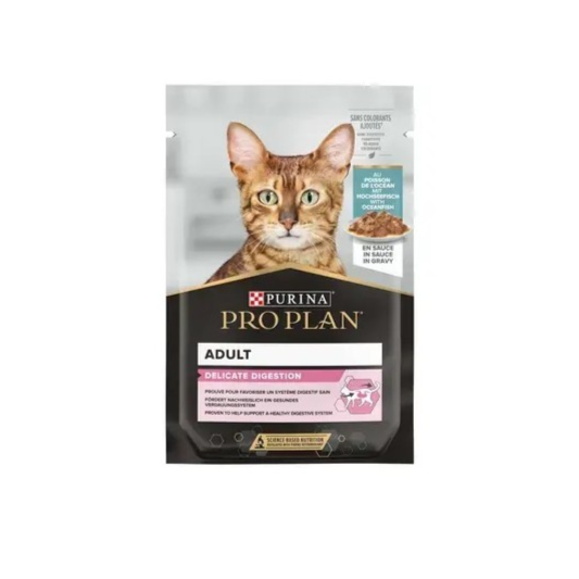 Purina Pro Plan Delicate Digestion Adult Cat Wet Food Ocean Fish in Gravy -85g