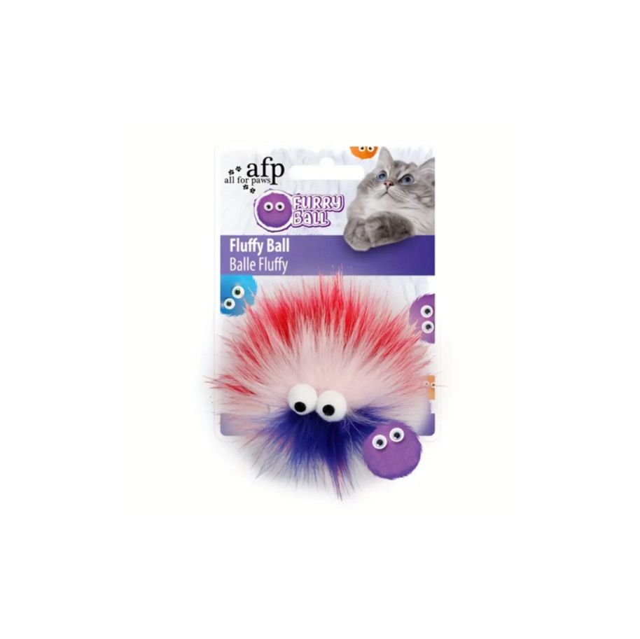 Colorful Furry Ball Cat Toy - White