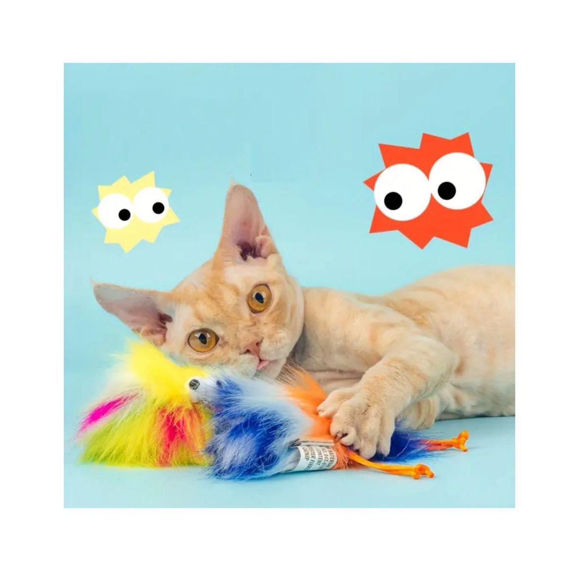 Colorful Furry Ball Cat Toy - Pink - Image 2