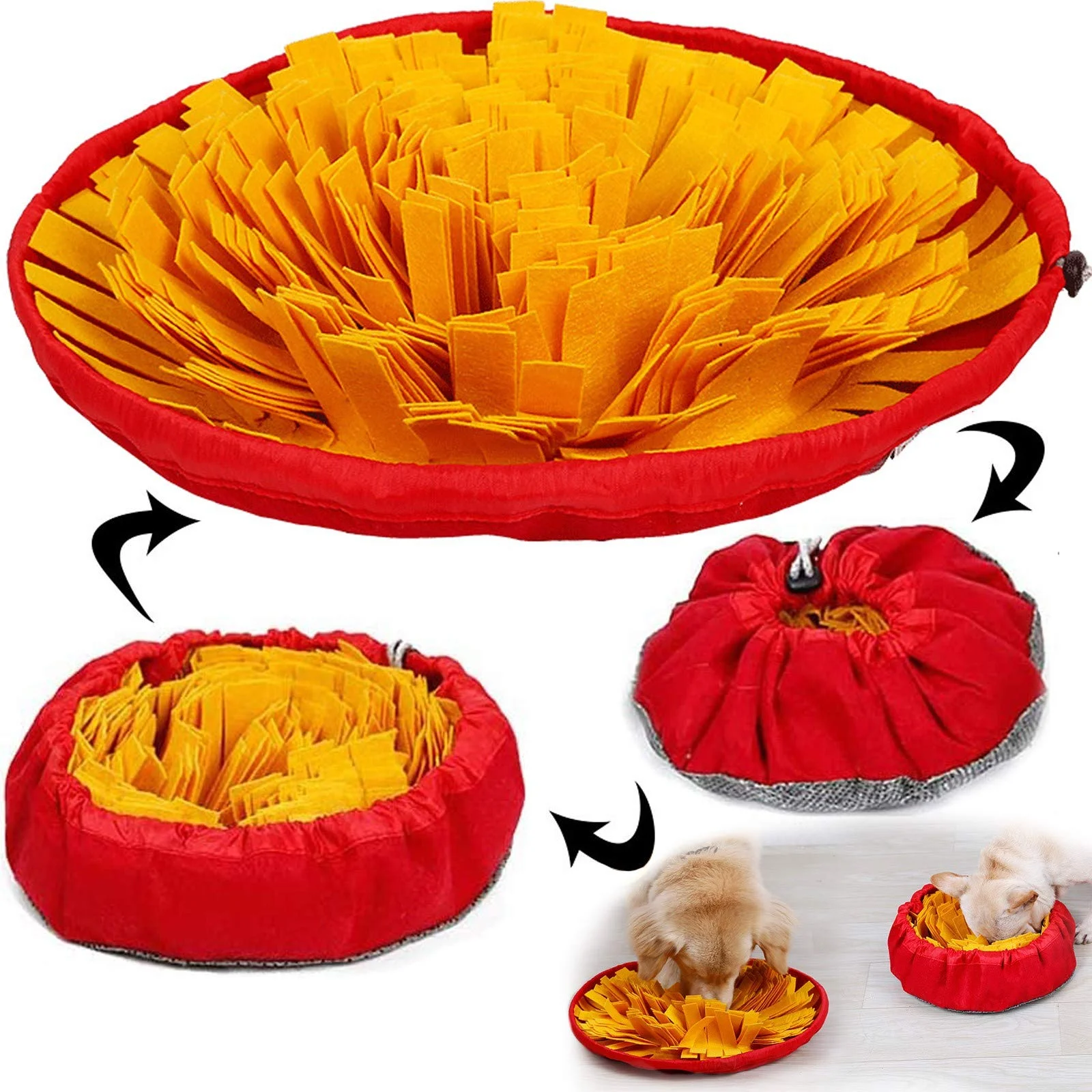 Pet Snuffle Bowl & Mat- Yellow - Image 3