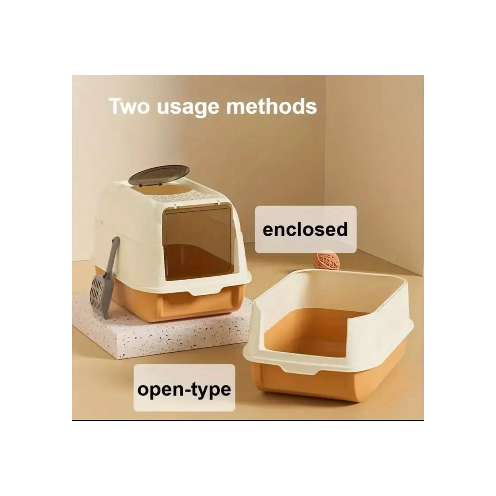 Extra Large Semi and Fully Enclosed Cat Litter Box in ORANGE - Image 2