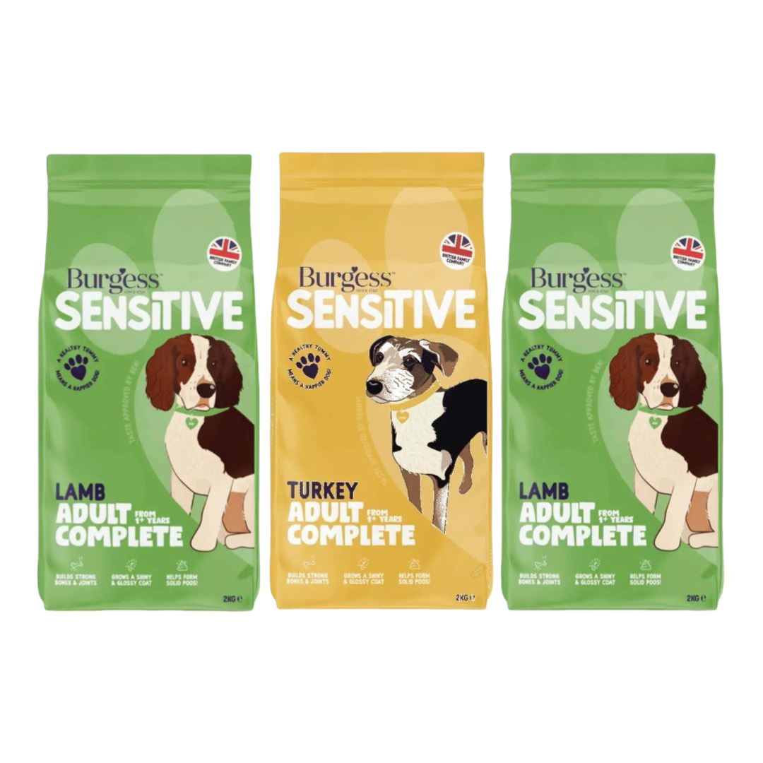 Burgess Sensitive 2 Lamb & 1 Turkey Adult Dog Complete Bundle - 2Kgx3