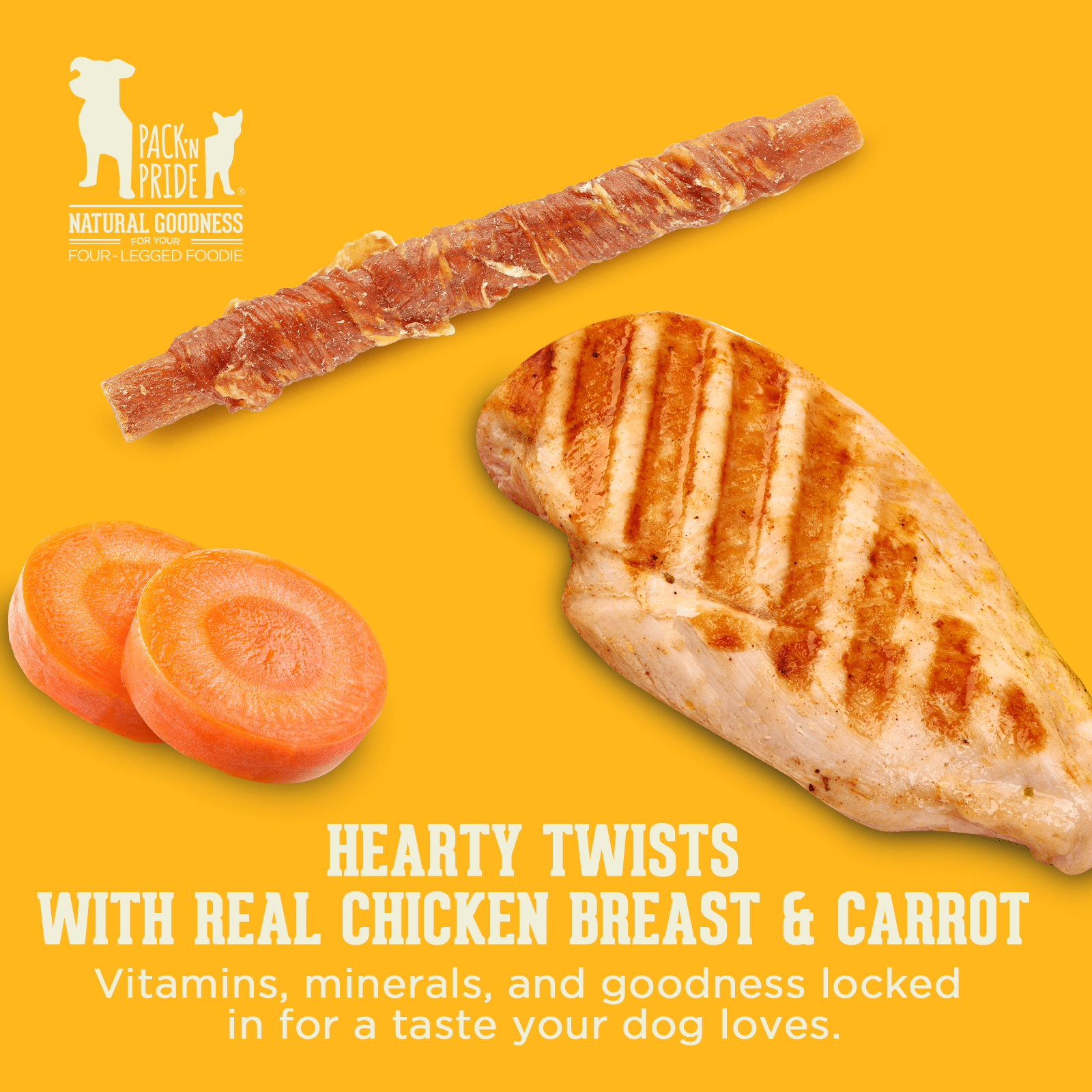 PACK'N PRIDE Chewy Dog Treats Chicken & Carrot Stick 320g - Image 3