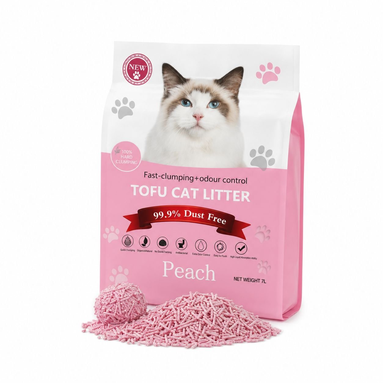 NEW Premium Tofu Cat Litter PEACH - 7L