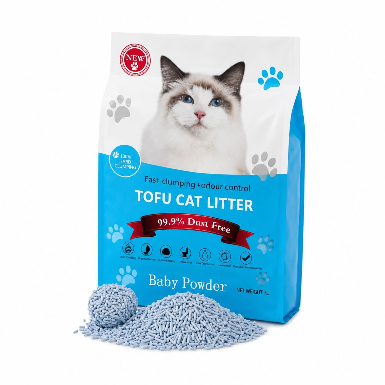 NEW Premium Tofu Cat Litter BABY POWDER - 7L